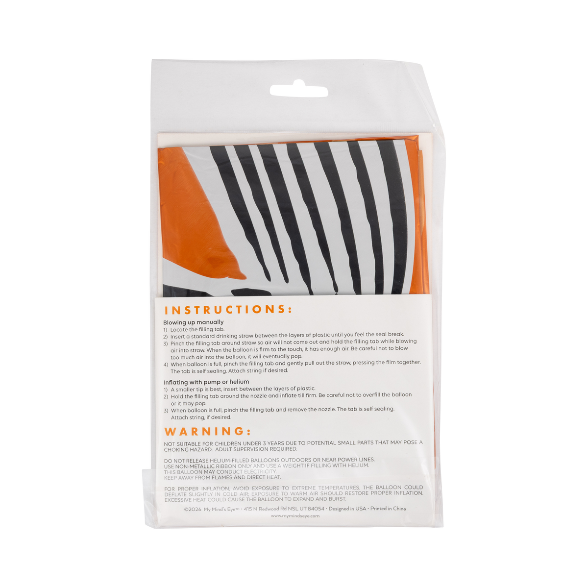 Back view of the pumpkin mylar balloon showing the double-sided design.