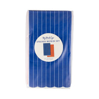 Red and Blue Pinstripe Paper Napkins, 24ct | July Fourth Napkins, 4th of July Napkins, Red Blue Dinner Napkins, Baseball Party Supplies
