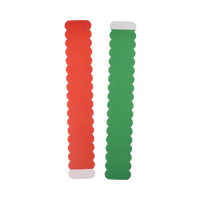 Red and green striped paper chain strips shown flat