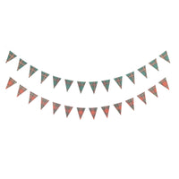 Red plaid and green plaid mini pennant paper banners shown flat