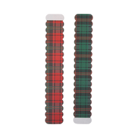 Red and green plaid paper chain strips shown flat