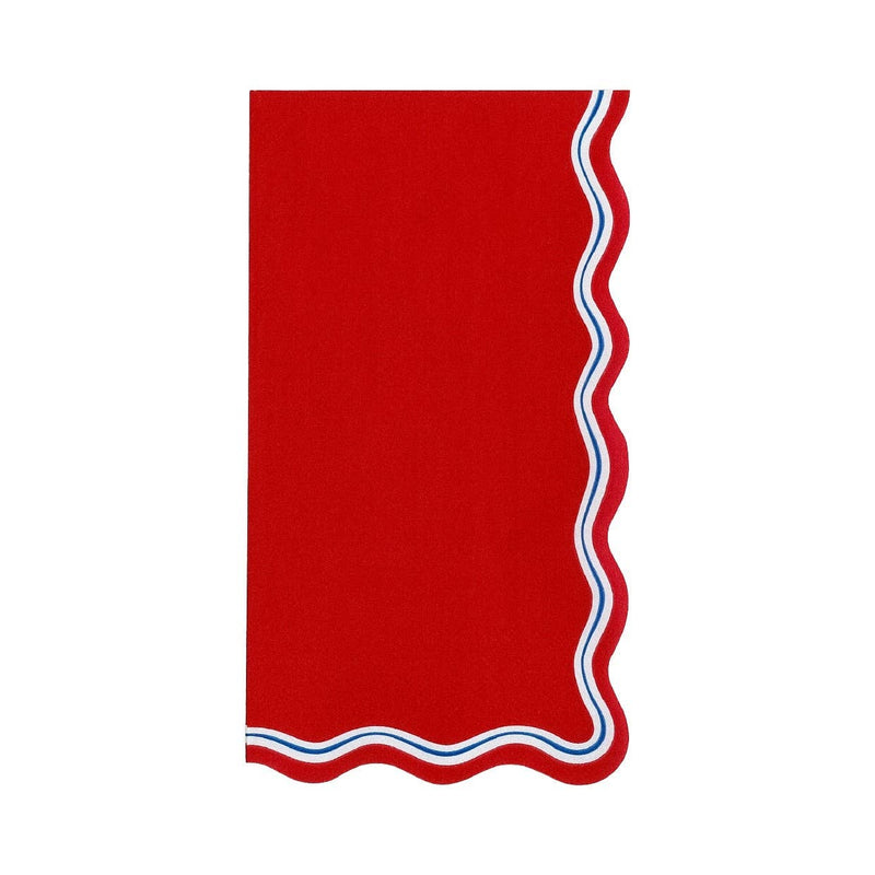 Isolated product shot of the 16ct Patriotic Guest Towels showing the full scalloped edge.