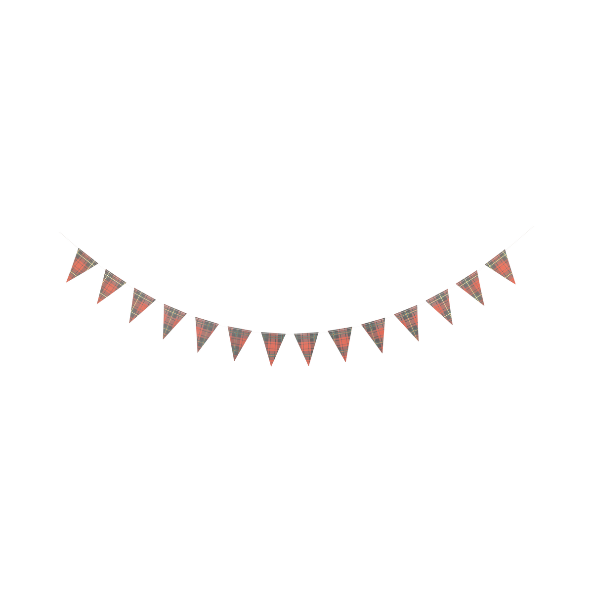 Red plaid mini pennant paper banner hung