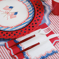 Patriotic Cocktail Napkins styled for a summer buffet with flag-themed plates.