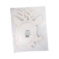 Back of reindeer shaped paper plate pack showing label for 8 paper plates