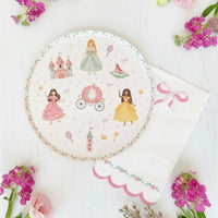 Princess plate styled with a bow napkin and fresh flowers