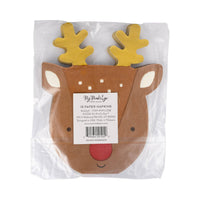 Back of Rudolph napkin pack with product label and barcode