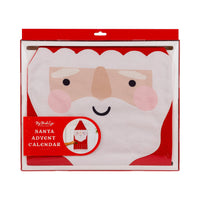 Santa canvas advent calendar in red packaging sleeve showing the Santa face design
