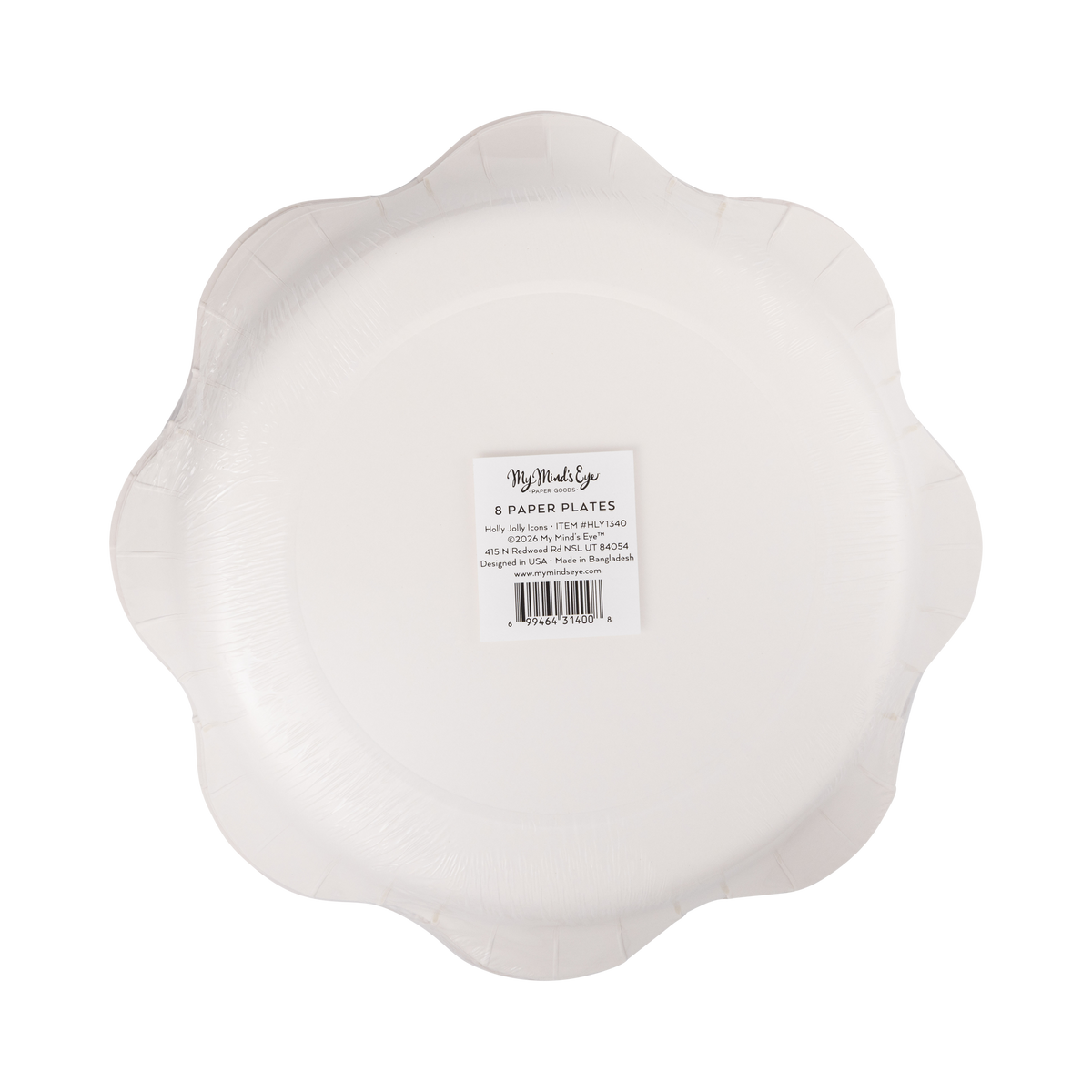 Back of the Santa and Christmas tree plates packaging showing product details and barcode