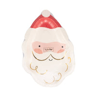 Packaged Santa-shaped plates in clear wrapping, front view