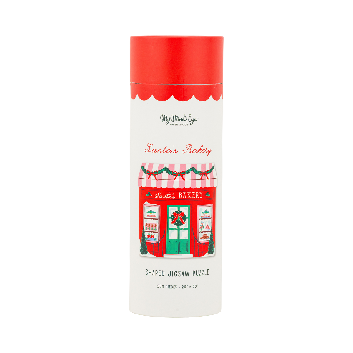 Santa's Bakery 503 piece Christmas puzzle tube with a sweet Santa bakery illustration