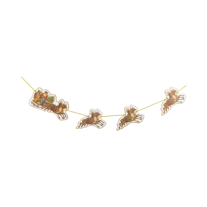 Santa’s sleigh with three reindeer garland, ready to hang.