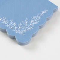 scalloped cocktail napkins blue detail
