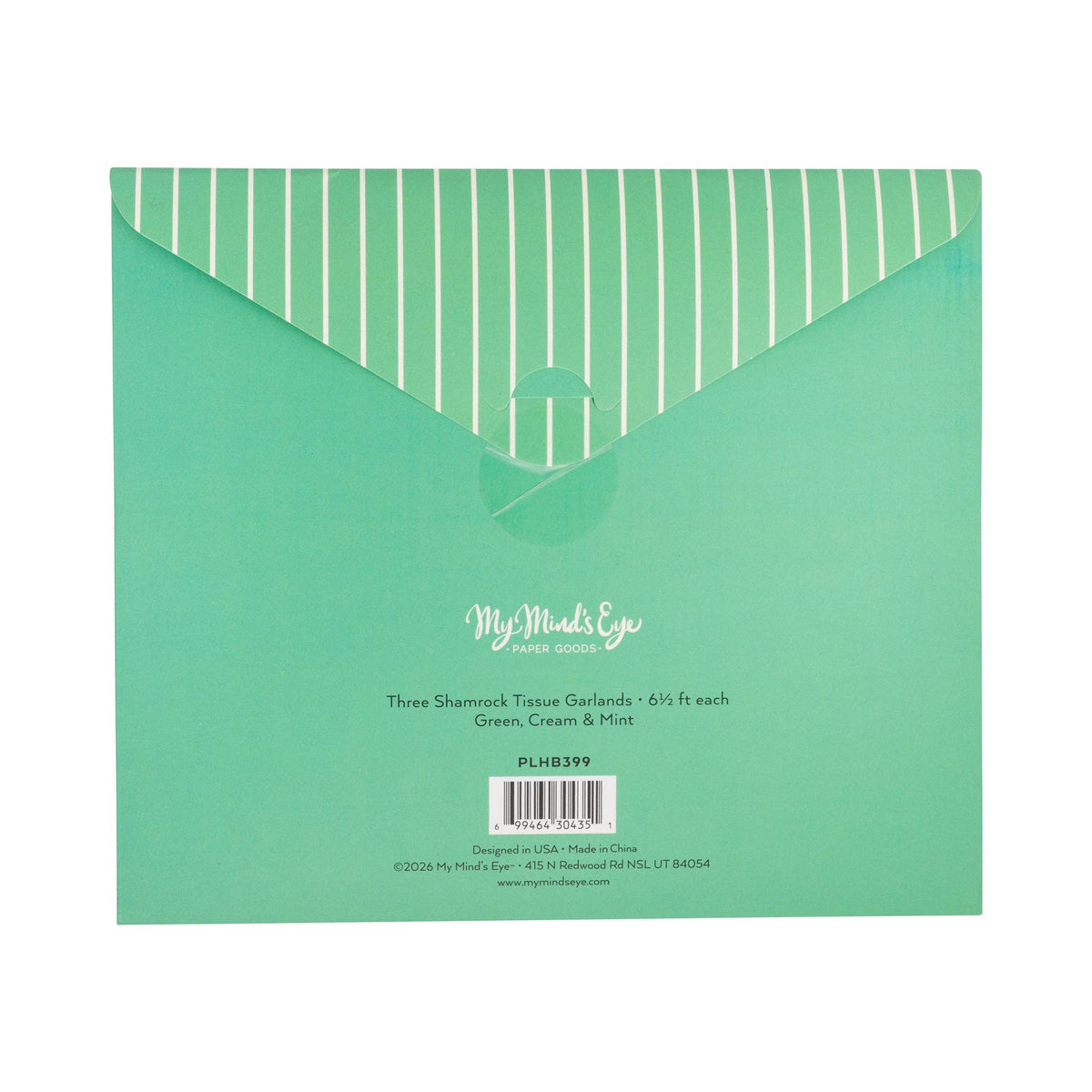 Back of Shamrock Crepe Banner Set packaging with product details