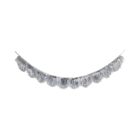 Silver mylar fringe banner with a scalloped edge laid out flat