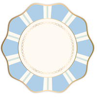 Sky blue Regency stripe plate with gold rim