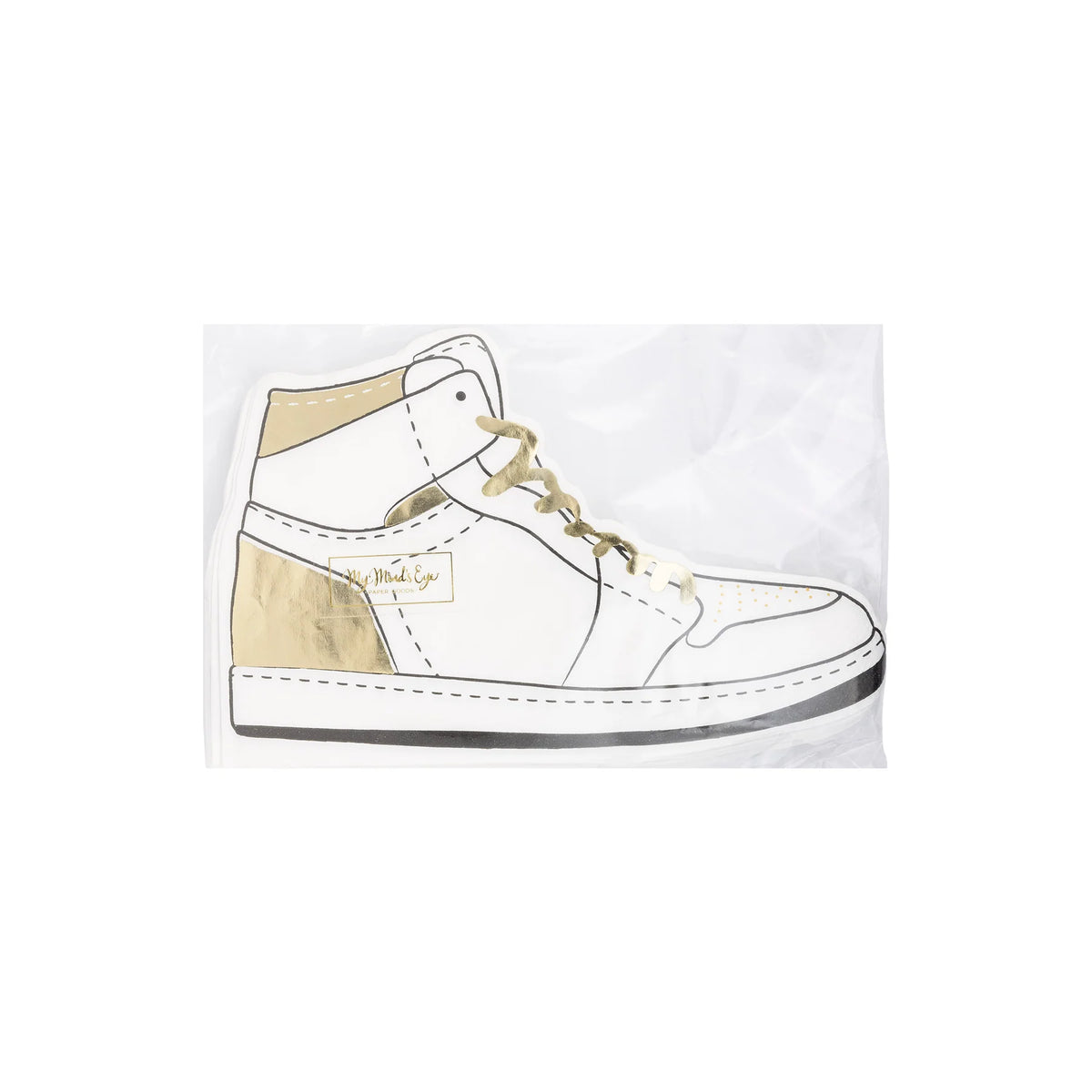 Packaged sneaker napkins with gold heel detail—great nike party decorations piece.
