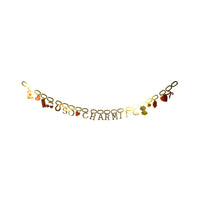 Gold foil So Charming banner with charm bracelet style icons