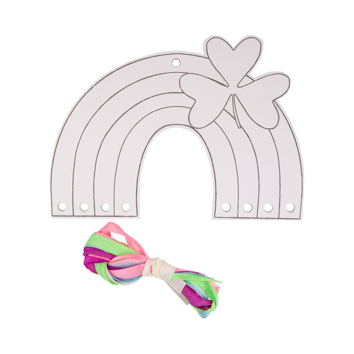 Chipboard rainbow craft with ribbons included for kids