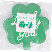Packaged shamrock shaped Lucky You cocktail napkin set