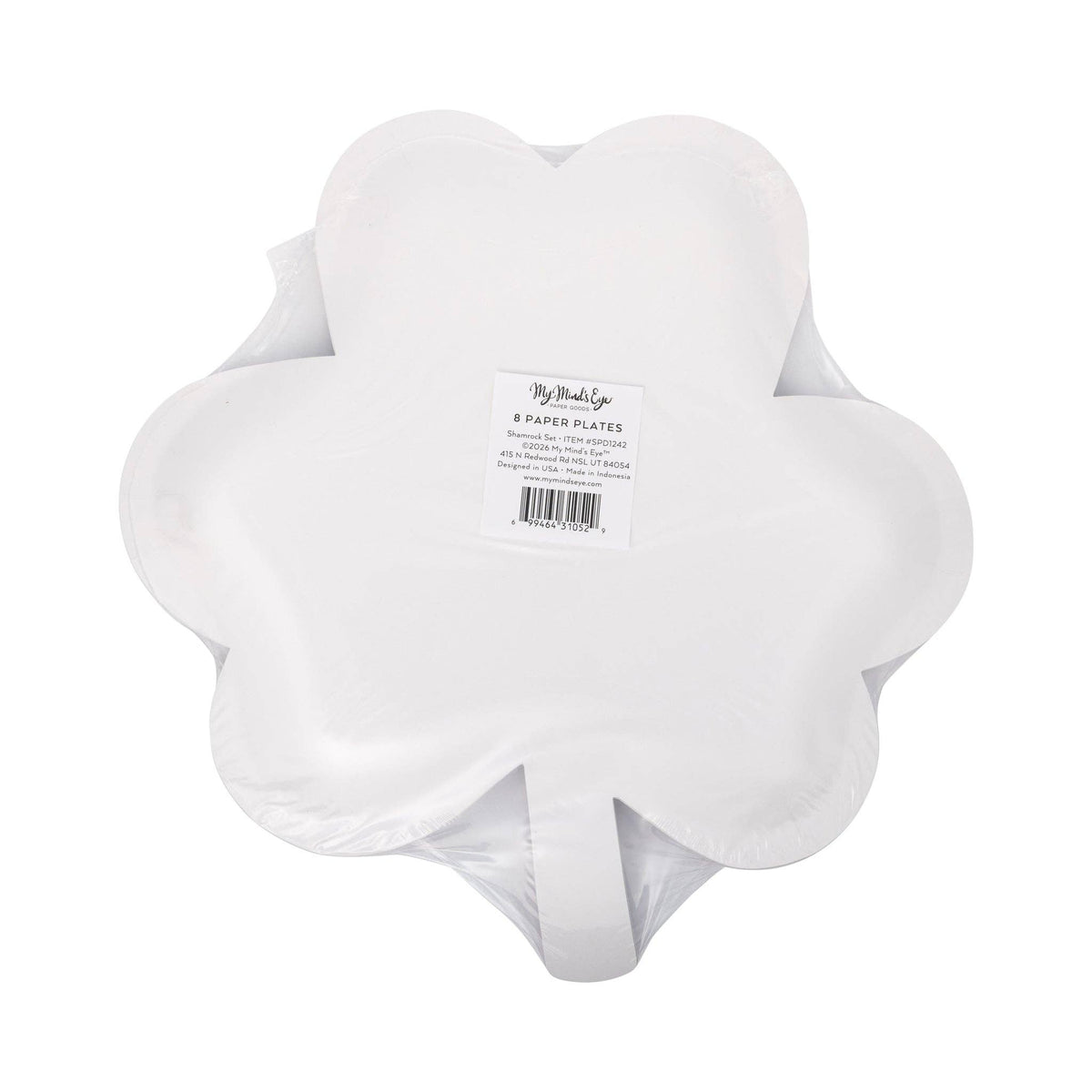 Back view of packaging of pink and green shamrock plates for St Patrick’s Day celebrations