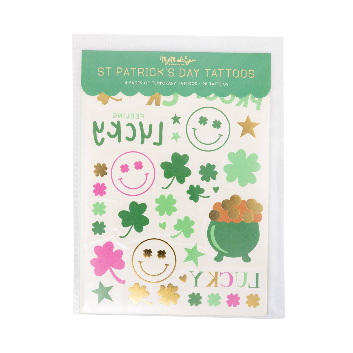 Packaged St. Patrick’s Day temporary tattoos by My Mind’s Eye