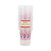 Front of packaging for stars and stripes party cups by My Mind's Eye showing 24 cups and 16 oz on label