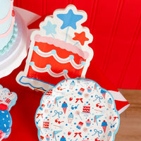 Summer Cake Shaped 11" Paper Plate, 8ct | Patriotic Plates, July 4th Paper Plates, First Birthday, One Little Firecracker, Birthday Plates