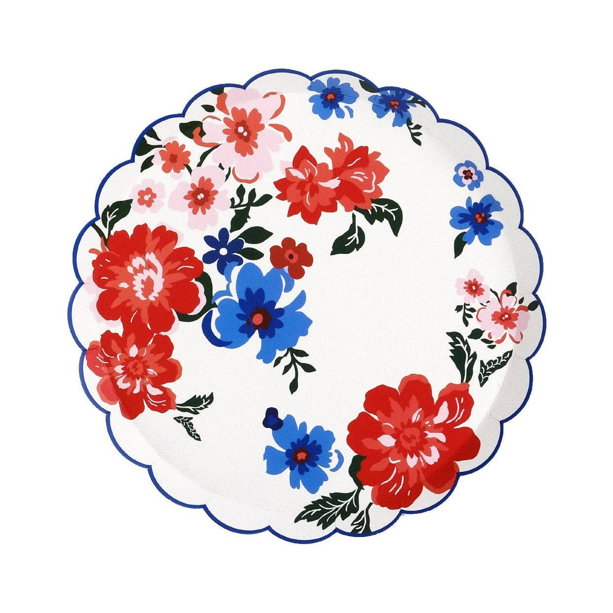 isolated product view of a single 8-inch Summer Floral Paper Plate against a white background.