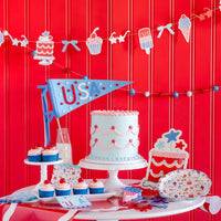 Summertime Felt Pennant Banner | July 4th Pennant, 4th of July Party Pennant, 4th of July Party Decor, Party Wand, Independence Day Decor
