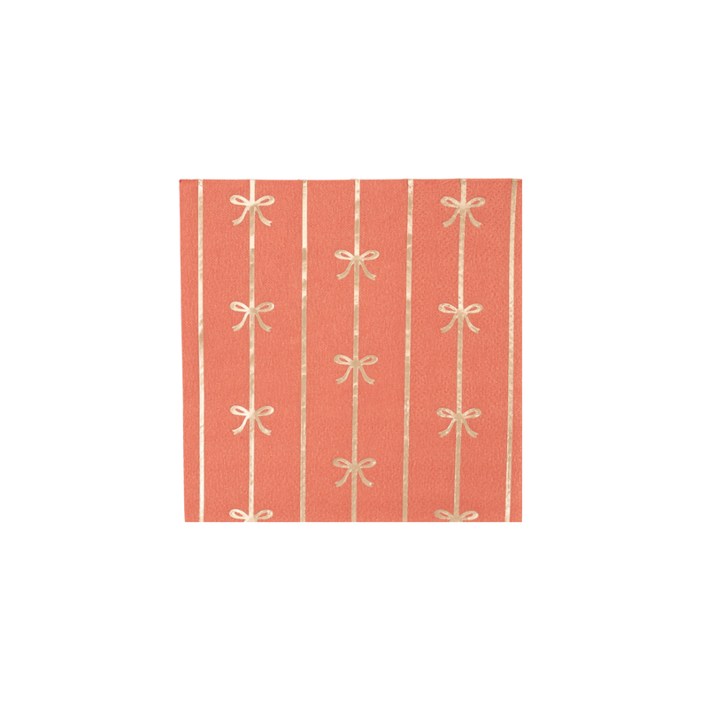 Sunkissed Orange Signature Bow Small Napkins with gold foil bow stripes