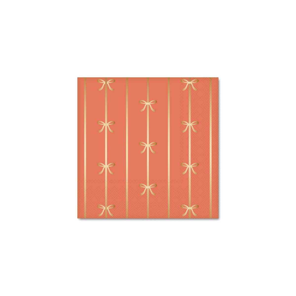 Close-up of Sunkissed Orange bow napkins showing gold foil detailing