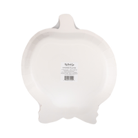 Back view of a pumpkin shaped paper plate with 'My Mind's Eye' branding