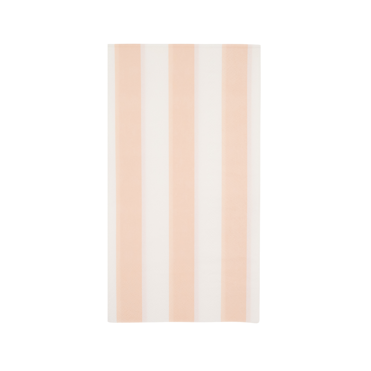 Peach and white vertical stripe guest towel napkin on white background