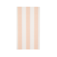 Peach and white vertical stripe guest towel napkin on white background
