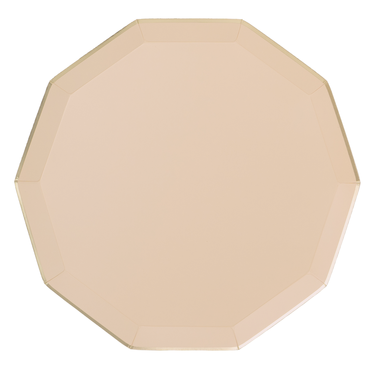 Sweet Peach Premium Dinner Plate – solid peach octagon with gold trim