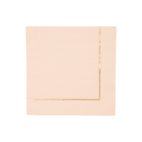 Sweet Peach Premium Large Napkin with gold foil trim, folded square, product image on white background