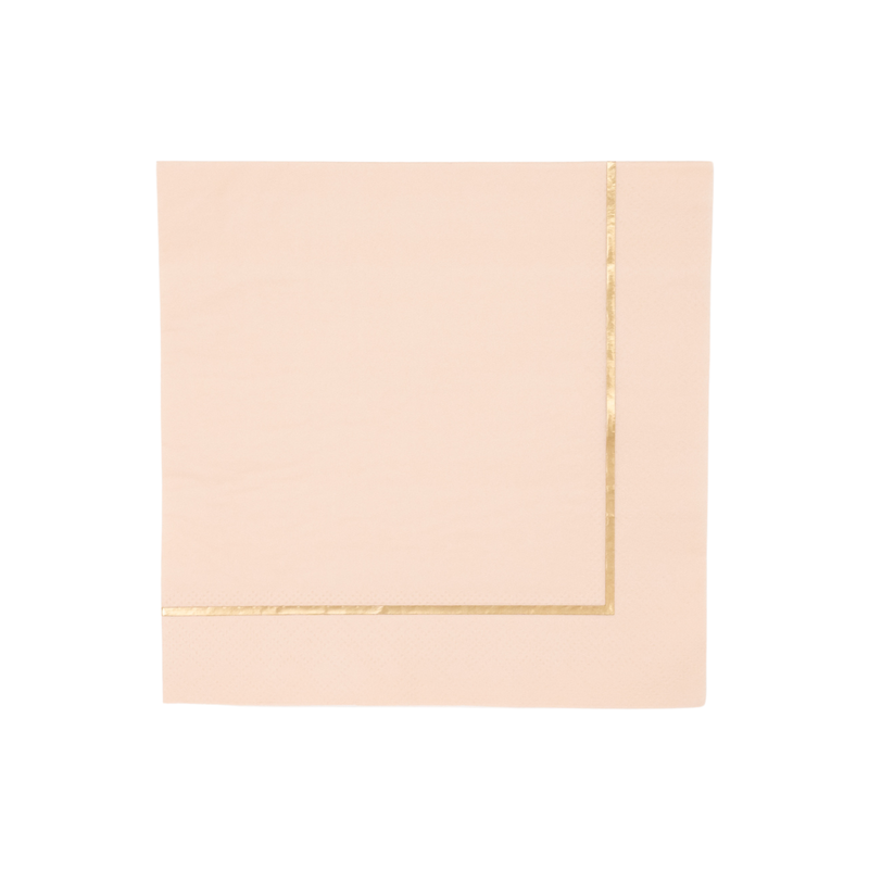 Sweet Peach Premium Large Napkin with gold foil trim, folded square, product image on white background