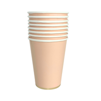 Sweet Peach Signature Paper Cups – stack of 8 cups with gold bottom accent