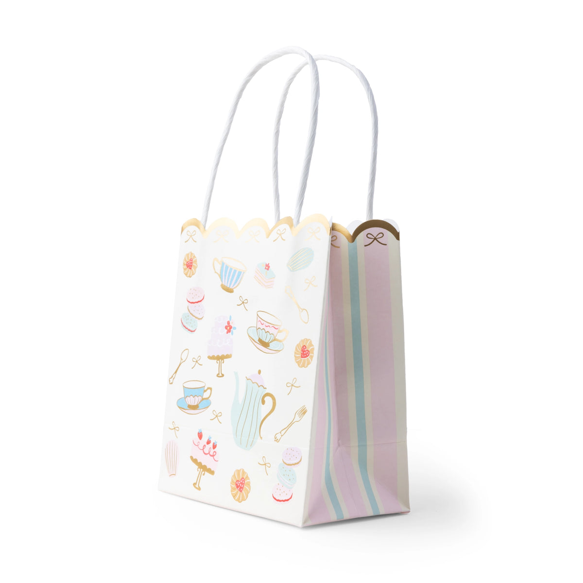 High Tea patisserie favor bag shown at an angle