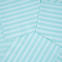 Close-up of overlapping teal striped paper lunch napkins