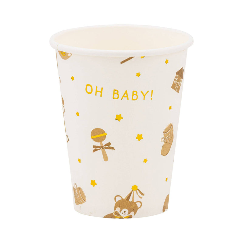 Teddy bear baby shower cup with gold foil details