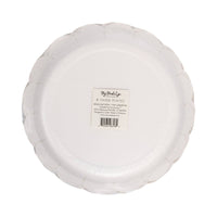 Back of teddy bear baby pattern paper plates in packaging