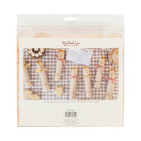 Product packaging with turkey crackers and decorative items on a checkered background, featuring 'My Mind's Eye' branding.