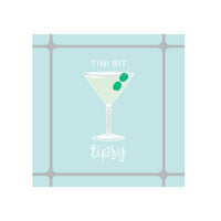 Blue cocktail napkin with martini glass and Tini Bit Tipsy text
