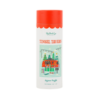 Tinsel Tavern 500 piece Christmas puzzle tube with a colorful penguin tavern illustration