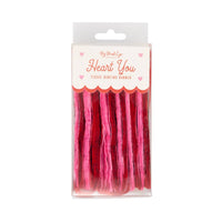 Packaged pink and red tissue bunting banner front