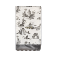Stack of 24 Halloween toile dinner napkins on a white background, front packaging. 
