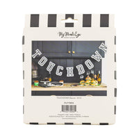 Back of touchdown banner package showing banner length and party styling