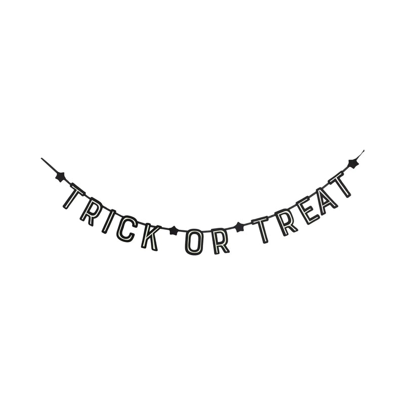 Glow-in-the-dark felt ‘TRICK OR TREAT’ halloween banner, 6-foot length